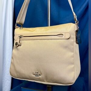 COACH Putty Khaki Tan Utility Nylon Large Convertible Shoulder Crossbody Bag
